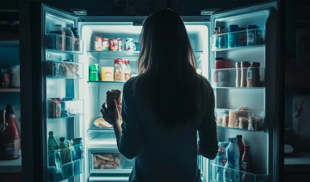 Snacking in fridge